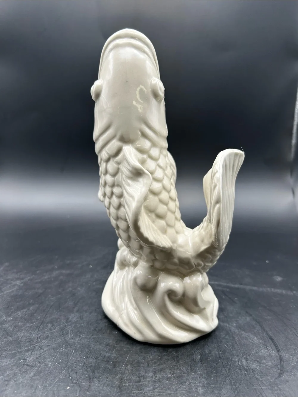 White Ceramic Koi Fish Statue - White